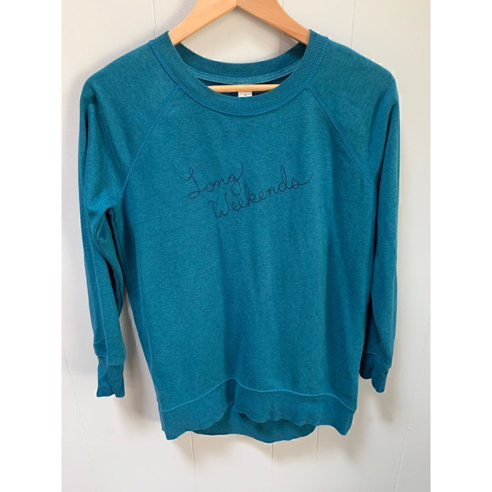 Old Navy Long Weekends Teal Sweatshirt XS